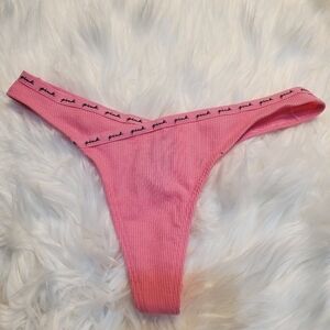 Pink Victoria's Secret Cotton High-Leg Thong Panty